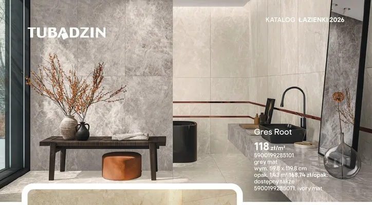 Gres Tubądzin Root grey mat promocja w Castorama