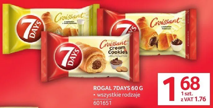 Ciastka Rogal 7Days 60 g wszystkie rodzaje promocja w Selgros