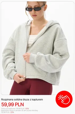 Rozpinana solidna bluza z kapturem Cropp promocja w Cropp