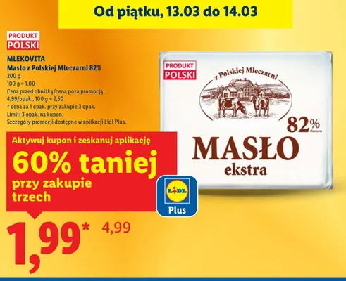Masło z Polskiej Mleczarni 82% promocja w Lidl