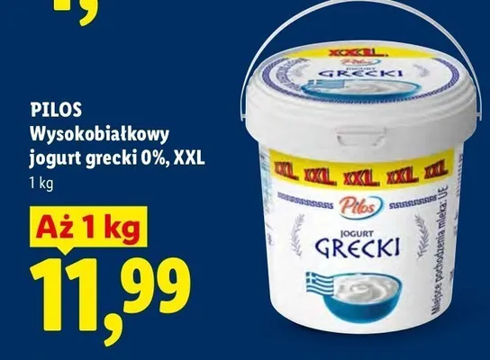 Jogurt grecki 0% wysokobiałkowy Pilos XXL promocja w Lidl