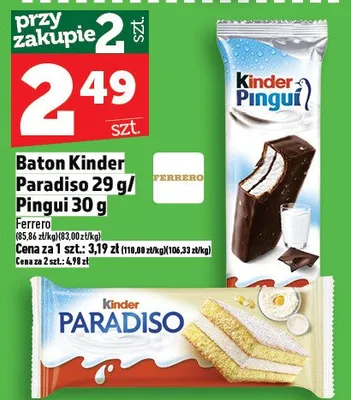 Baton Kinder Paradiso/Pingui promocja w TOPAZ