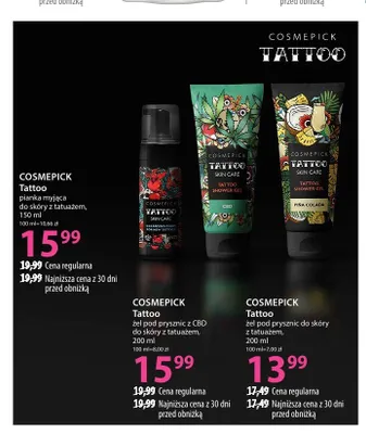 Żel pod prysznic do skóry z tatuażem Cosmepick Tattoo Piña Colada promocja w Hebe