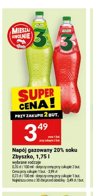 Napój gazowany 20% soku Zbyszko 3 oranżada promocja w Twój Market