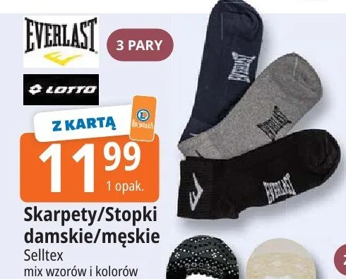 Skarpety/Stopki damskie/męskie Selltex mix wzorów i kolorów promocja w Leclerc