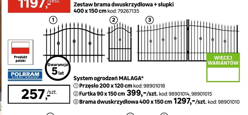 Furtka POLBRAM MALAGA 90x150cm promocja w Leroy Merlin