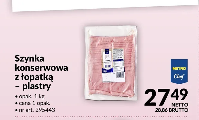 Szynka konserwowa z łopatką plastry METRO Chef promocja w Makro