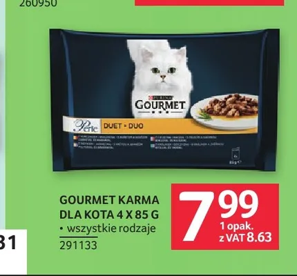 Karma dla kota Gourmet Perle Duet 4-pak 85 g promocja w Selgros