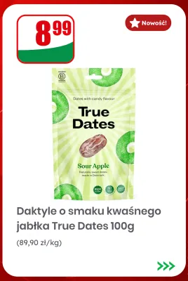 Daktyle o smaku kwaśnego jabłka True Dates promocja w Dino