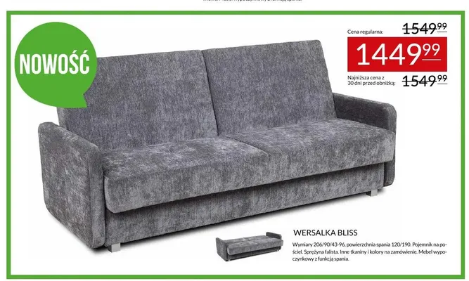 Wersalka Bliss promocja w Abra Meble