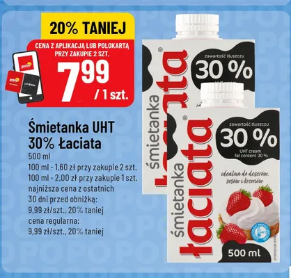 Śmietanka UHT 30% Łaciate promocja w POLOmarket