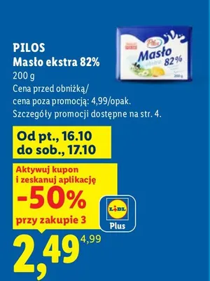 Masło ekstra Pilos 82% promocja w Lidl