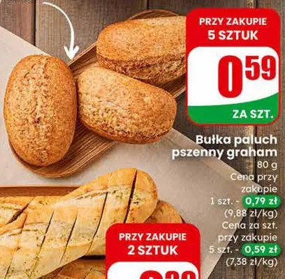 Bułka paluch pszenny graham promocja w Dino