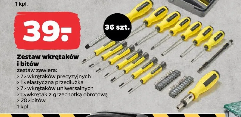 Zestaw wkrętaków i bitów 36szt. promocja w Netto