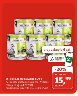 Karma monoproteinowa dla psa Wiejska Zagroda Mono promocja w MAXI ZOO