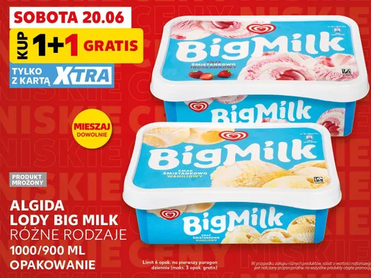 Lody śmietankowo-waniliowe Algida Big Milk promocja w Kaufland