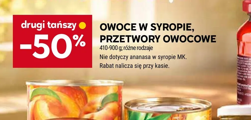 Owoce w syropie przetwory owocowe promocja w Stokrotka