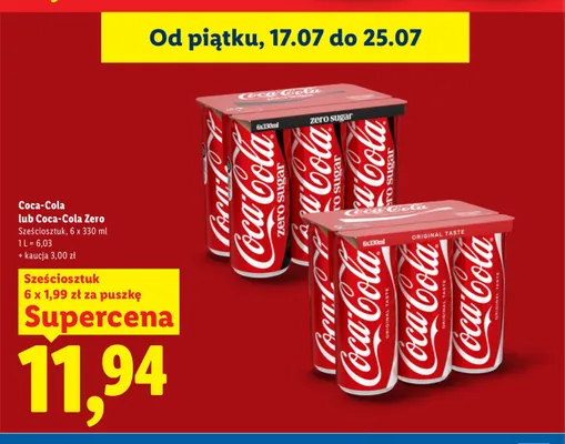 Napój gazowany Coca-Cola 6-pak promocja w Lidl