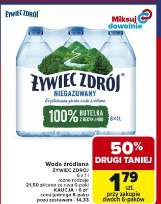 Woda źródlana niegazowana różne rodzaje KAUCJA + 6 zł promocja w Carrefour