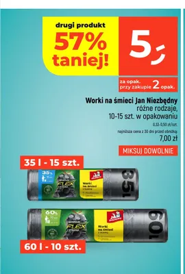 Worki na śmieci Jan Niezbędny Magnum Flex & Strong z taśmą 35 l 15-pak promocja w Dealz