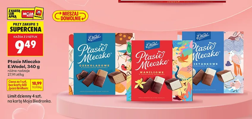 Ptasie Mleczko E.Wedel Śmietankowe promocja w Biedronka