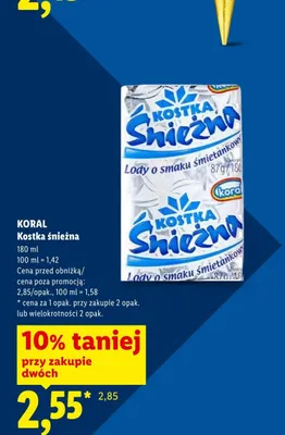 Lody Kostka Śnieżna Koral o smaku śmietankowym promocja w Lidl