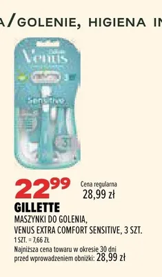 Maszynki do golenia Gillette Venus Extra Comfort Sensitive promocja w Drogerie Natura