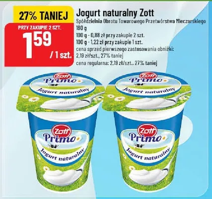 Jogurt naturalny Zott promocja w POLOmarket