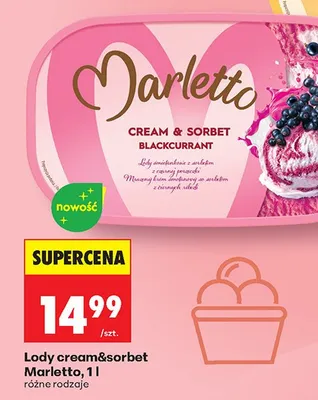 Lody cream&sorbet, różne rodzaje promocja w Biedronka