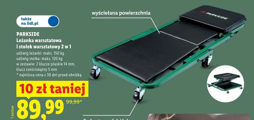Leżanka warsztatowa i stołek warsztatowy 2 w 1 PARKSIDE promocja w Lidl