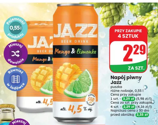 Napój piwny Jazz Mango & Limonka promocja w Dino