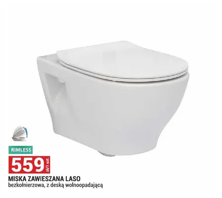 Miska WC zawieszana Laso bezkołnierzowa z deską wolnoopadającą promocja w Merkury Market