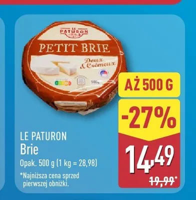 Ser Petit Brie Le Paturon promocja w Aldi