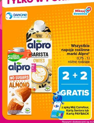 Napoje roślinne marki Alpro promocja w Carrefour