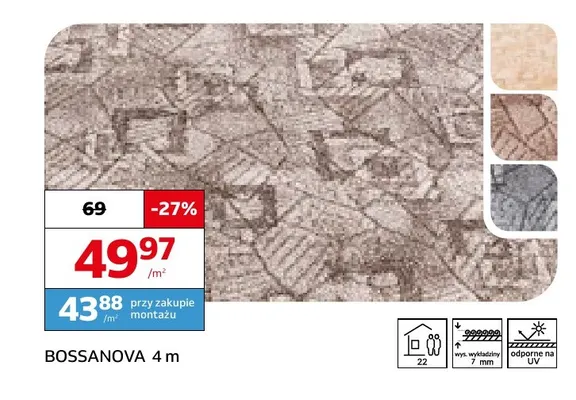 Wykładzina dywanowa Bossanova 4 m promocja w Komfort