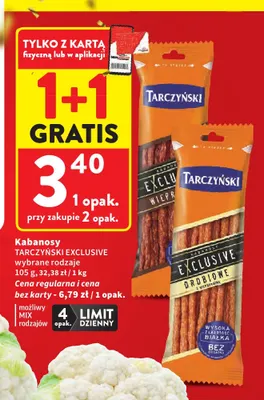 Kabanosy Tarczyński Exclusive wieprzowe promocja w Intermarche