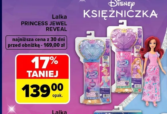 Lalka Princess Jewel Reveal Disney Księżniczka promocja w Carrefour
