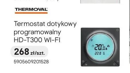 Termostat dotykowy programowalny Thermoval HD-T300 WI-FI promocja w Castorama