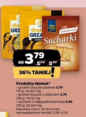 Grzanki Duuuże pszenne Mamut promocja w Netto