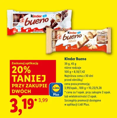 Baton Kinder Bueno różne rodzaje promocja w Lidl