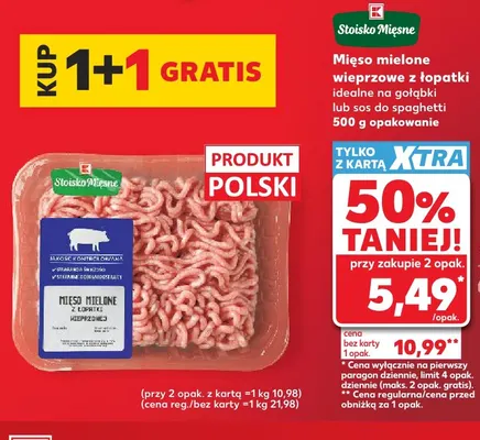 Mięso mielone wieprzowe z łopatki idealne na gołąbki lub sos do spaghetti Stoisko Mięsne promocja w Kaufland