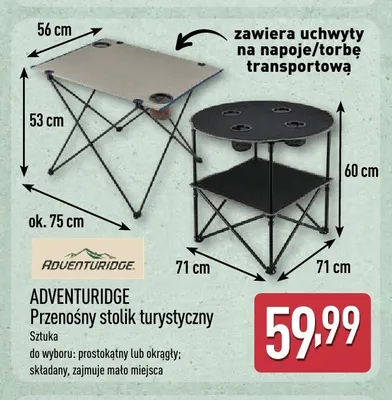 Przenośny stolik turystyczny ADVENTURIDGE promocja w Aldi