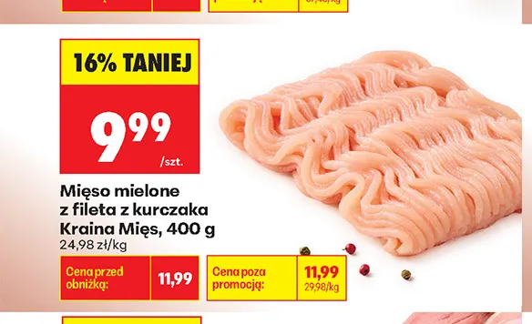 Mięso mielone z fileta z kurczaka Kraina Mięs promocja w Biedronka
