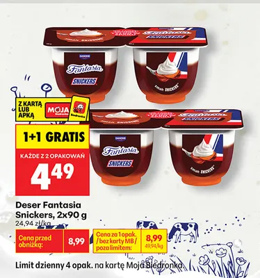 Deser Fantasia Snickers 2-pak 90 g promocja w Biedronka