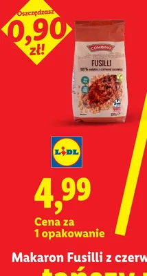 Makaron Fusilli z czerwonej soczewicy Combino promocja w Lidl