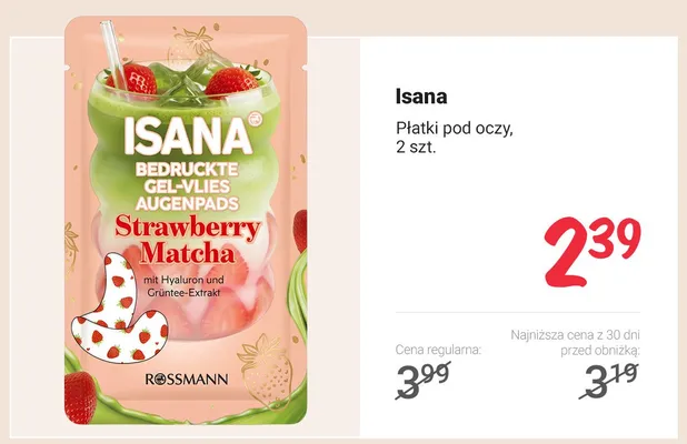 Płatki pod oczy Isana Strawberry Matcha promocja w Rossmann