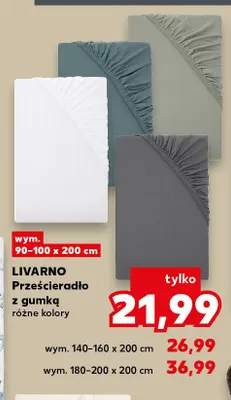 Prześcieradło z gumką Livarno 180-200x200 cm promocja w Kaufland