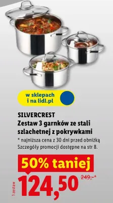 Zestaw 3 garnków ze stali szlachetnej z pokrywkami promocja w Lidl