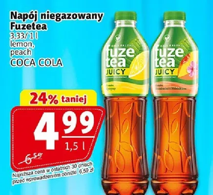 Napój niegazowany Fuzetea lemon, peach promocja w Prim Market