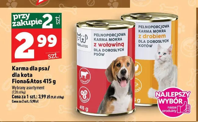 Karma dla psa Fiona & Atos promocja w TOPAZ